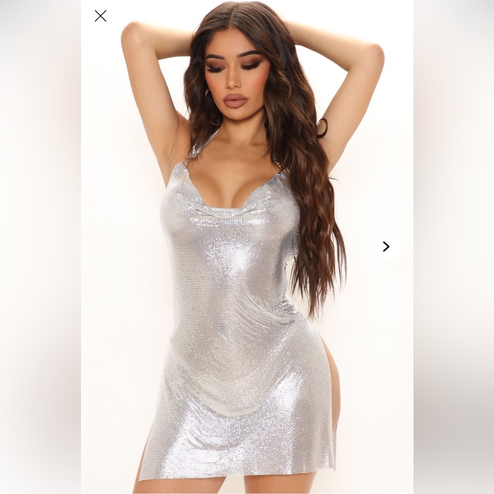 Silver Metallic Mini Dress